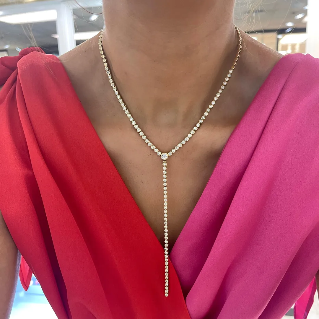 Amira Diamond Bezel Tennis Necklace with Removable Lariat 5.20 ctw
