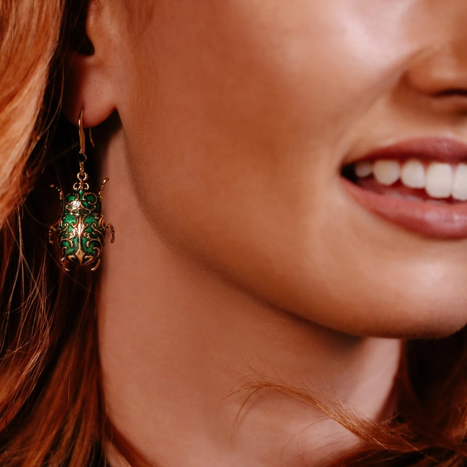 Antique Beetle Drop Earring