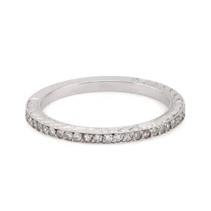 Art Deco Style 18K White Gold Half Eternity Filigree Band