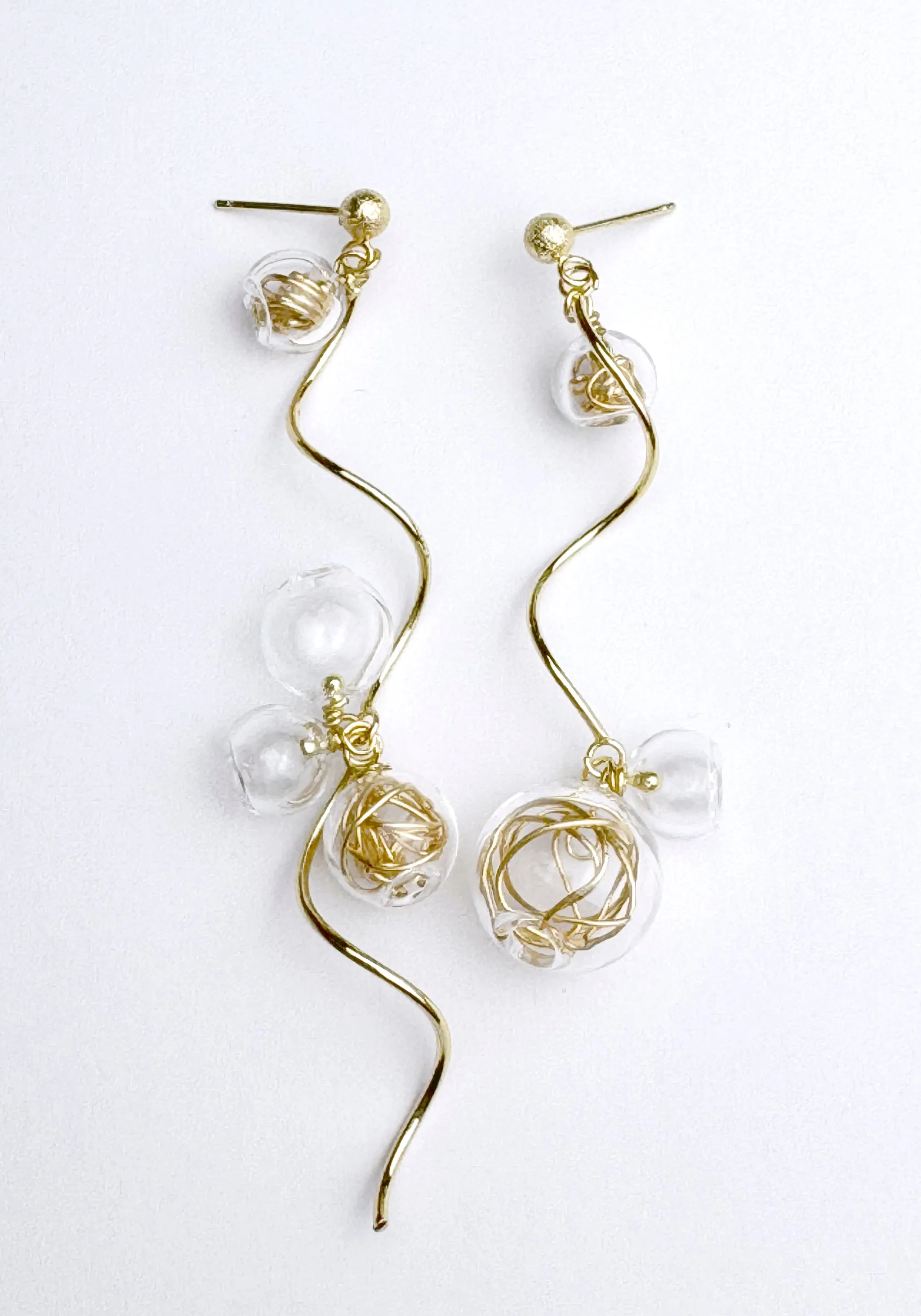 Asymmetrical Swirl Sphere Earrings