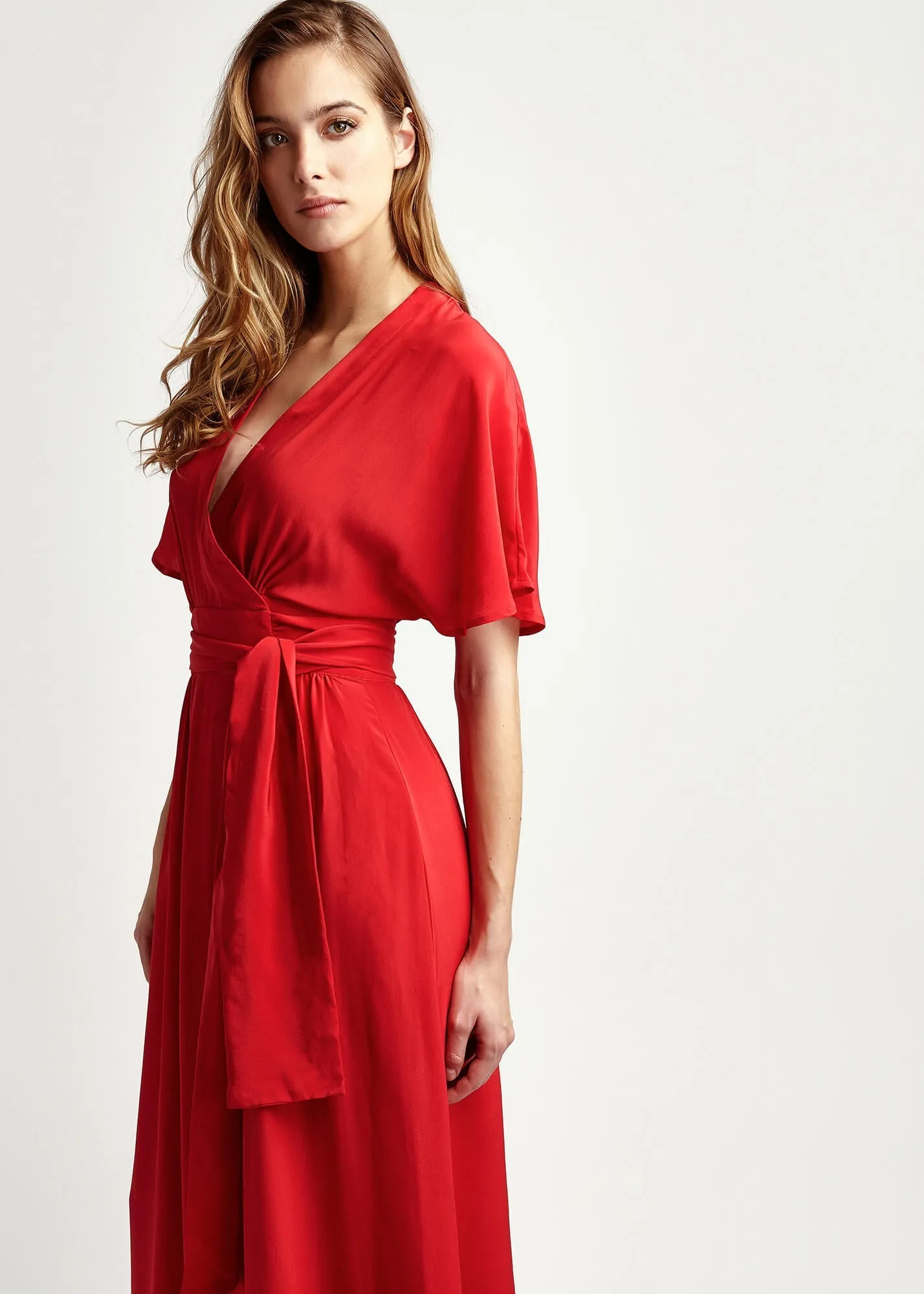 Athena Scarlett Silk Maxi Wrap Dress