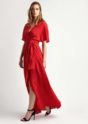 Athena Scarlett Silk Maxi Wrap Dress