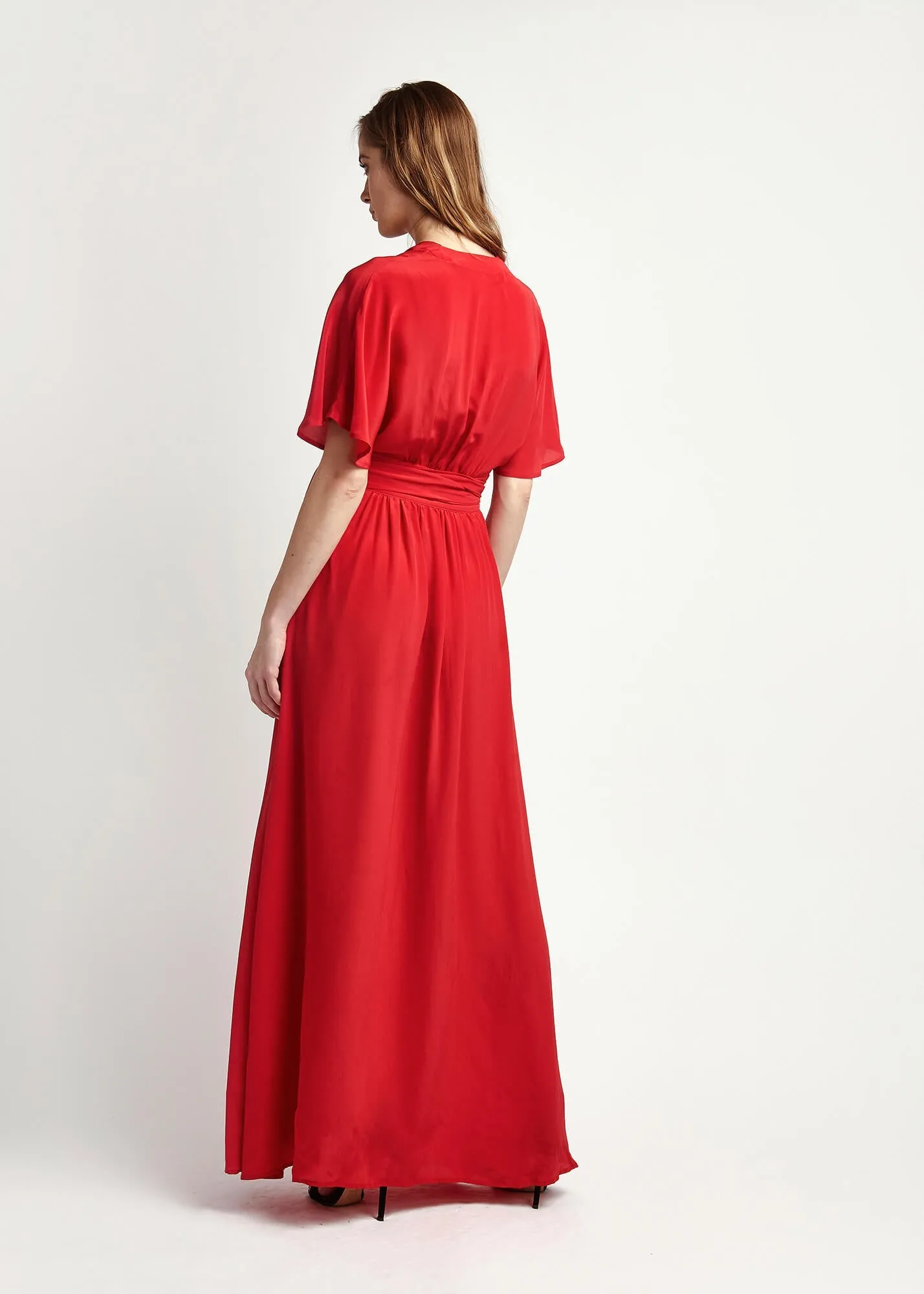 Athena Scarlett Silk Maxi Wrap Dress