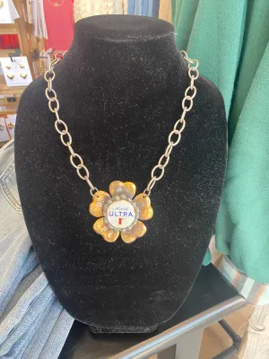 Beer Brand Vintage Floral Necklace