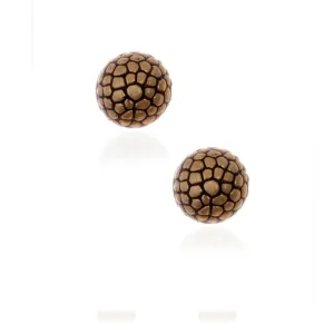 Berry Gold Tone Button Earrings