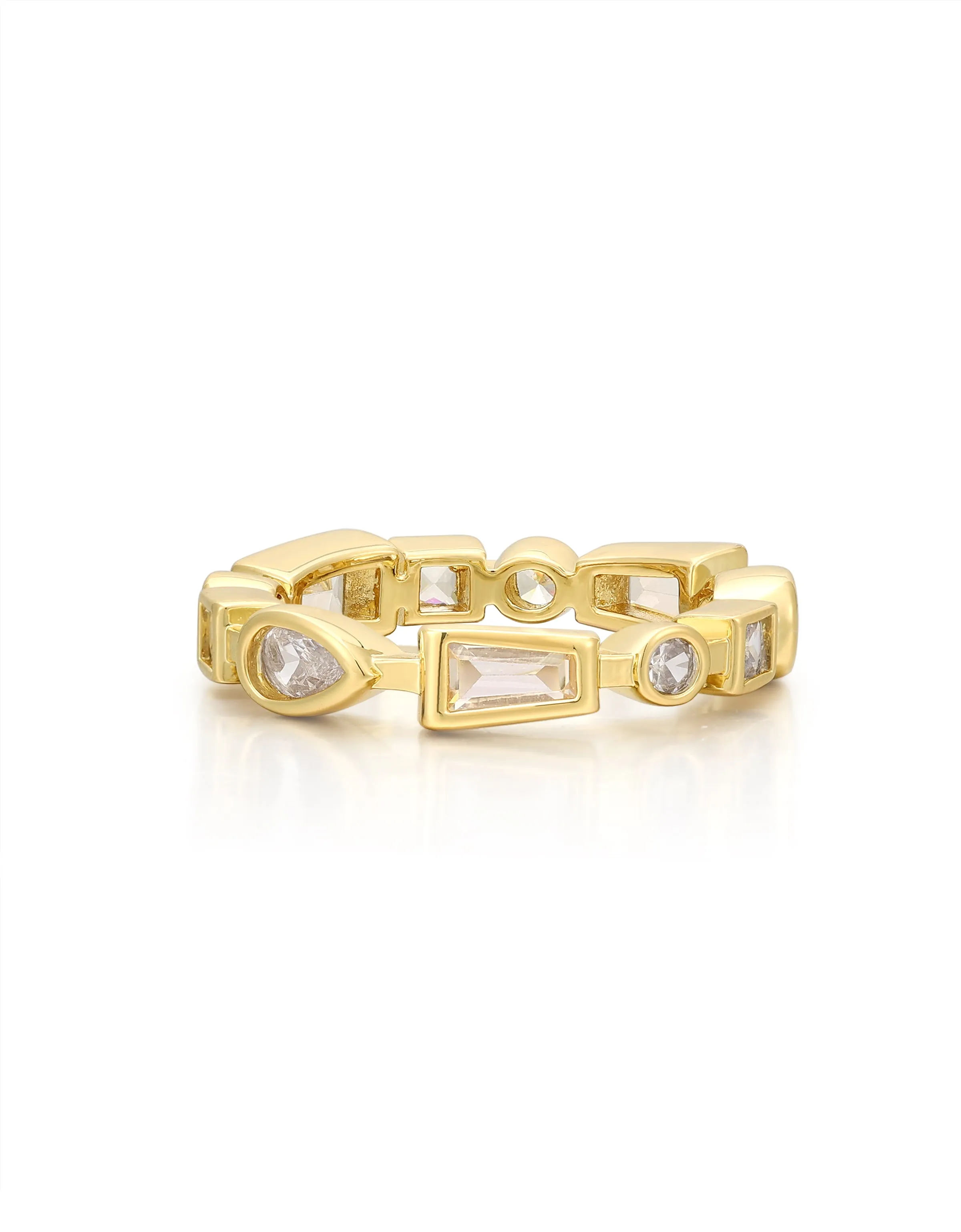 Bezel Stone Ring Set- Gold