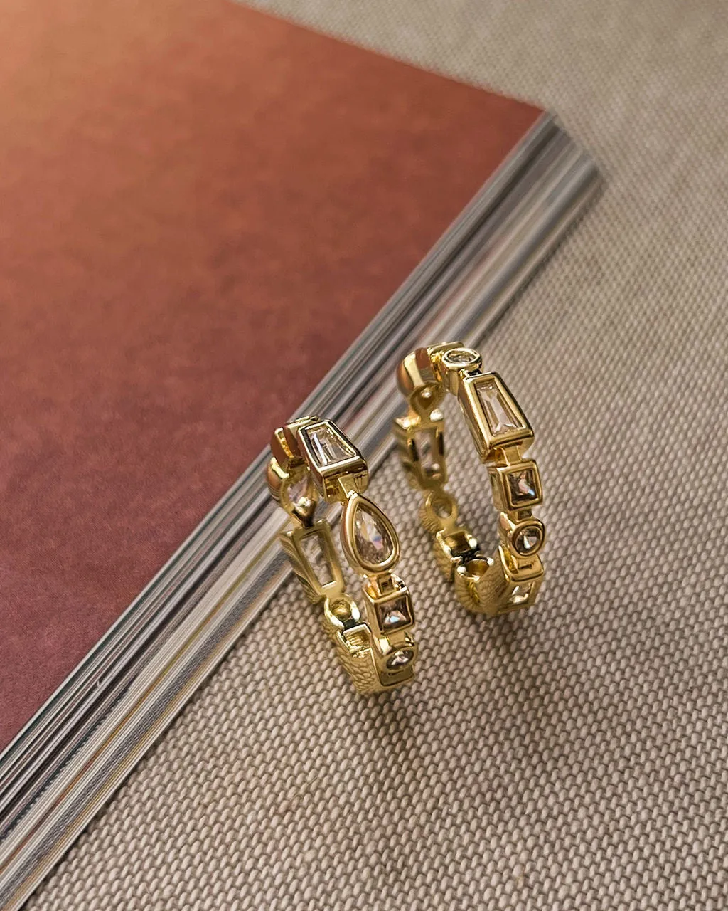 Bezel Stone Ring Set- Gold