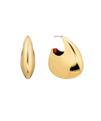 Bianca Puffy Triangle Open Hoop Earrings - Gold