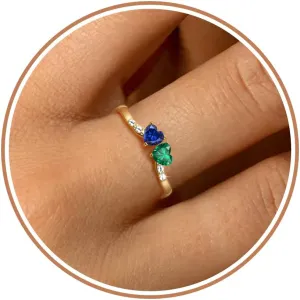 Birthstone Rings for Women Teen Girl Gifts Stacking Gold Rings Non Tarnish 2 Love Heart Birthstone Promise Wedding Mothers Day Anniversary Birthday Gift Jewelry