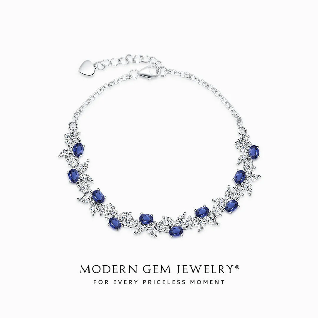 Blue Sapphire and Diamonds Bracelet