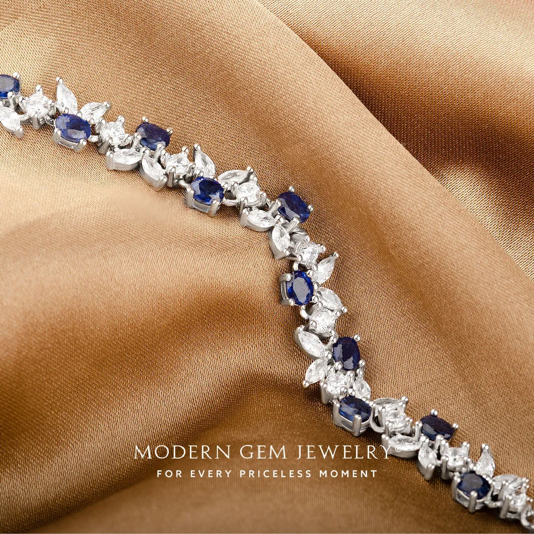 Blue Sapphire and Diamonds Bracelet