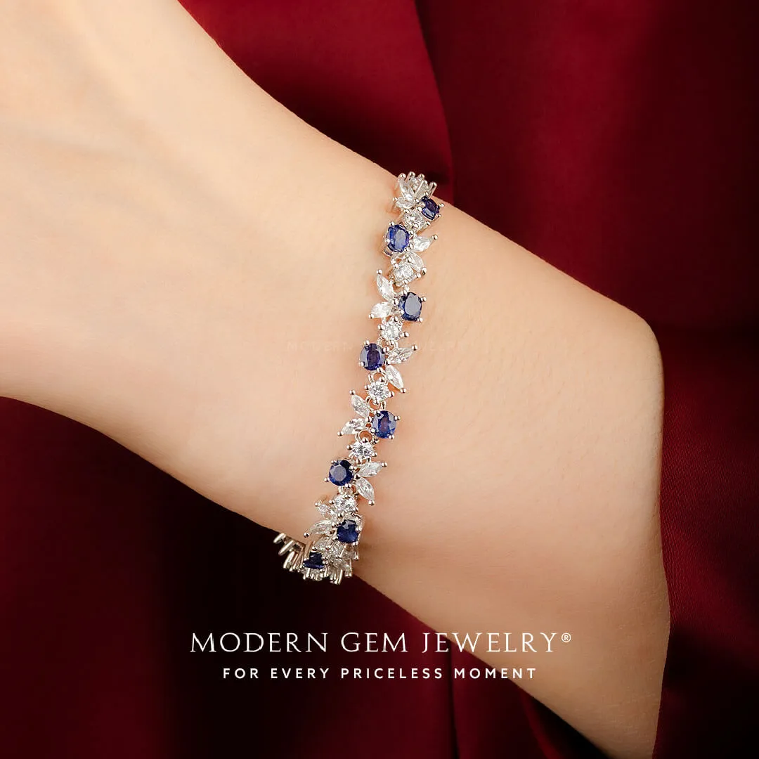 Blue Sapphire and Diamonds Bracelet