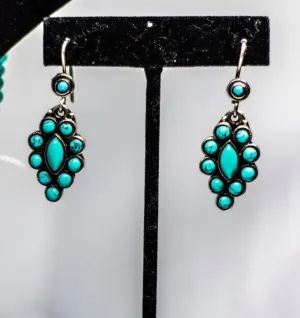Blue Turquoise Teardrop Earrings Handcrafted, Jasmine Style