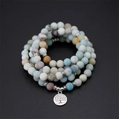 Blue Zen 108 Mala Beads Bracelet