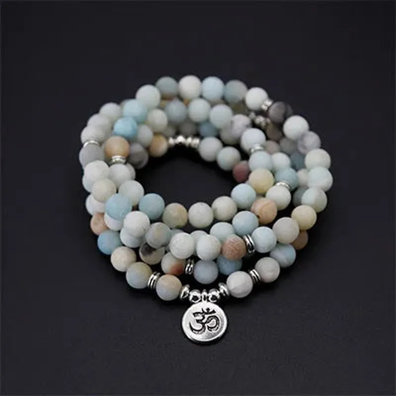 Blue Zen 108 Mala Beads Bracelet