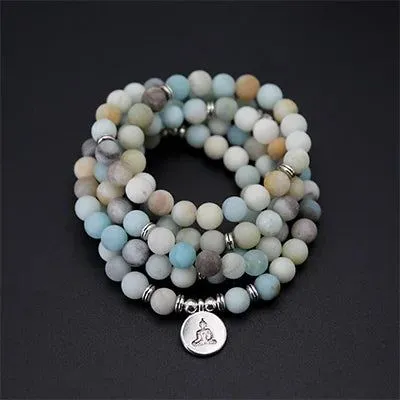 Blue Zen 108 Mala Beads Bracelet