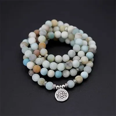 Blue Zen 108 Mala Beads Bracelet