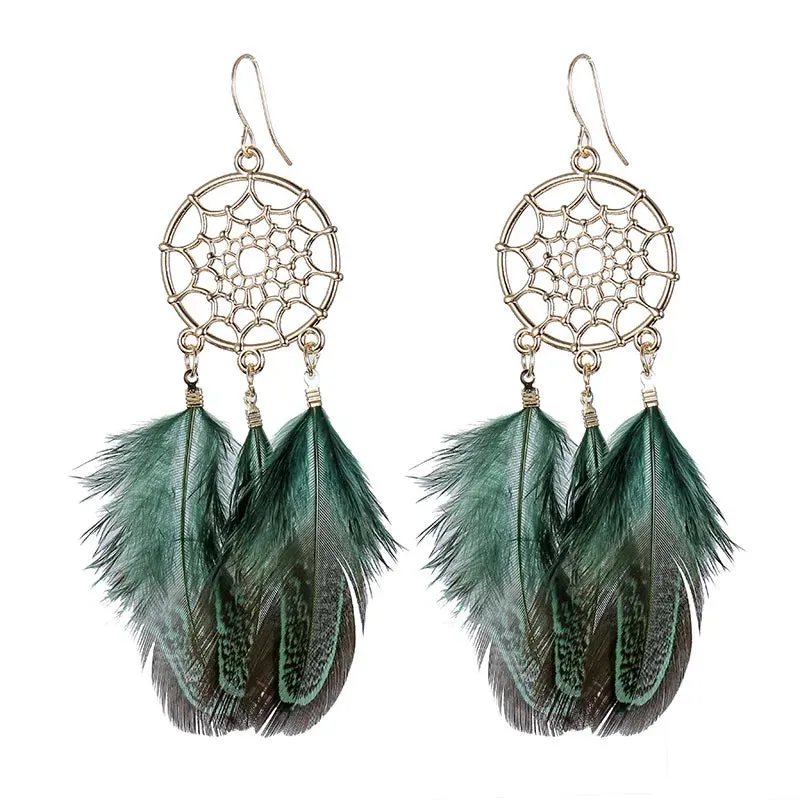 Bohemian Feather Earrings Elegant Women's