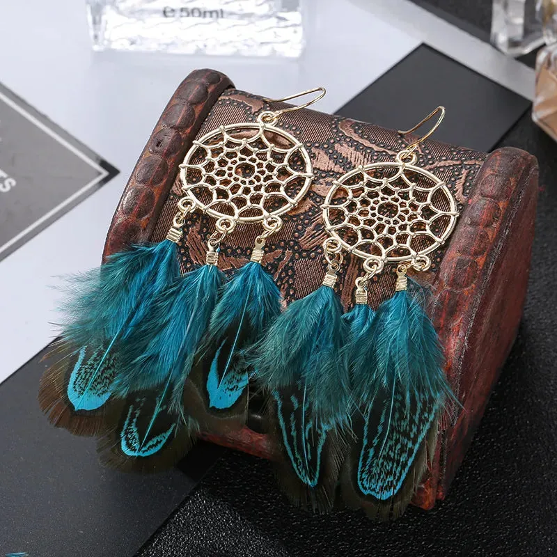 Bohemian Feather Earrings Elegant Women's