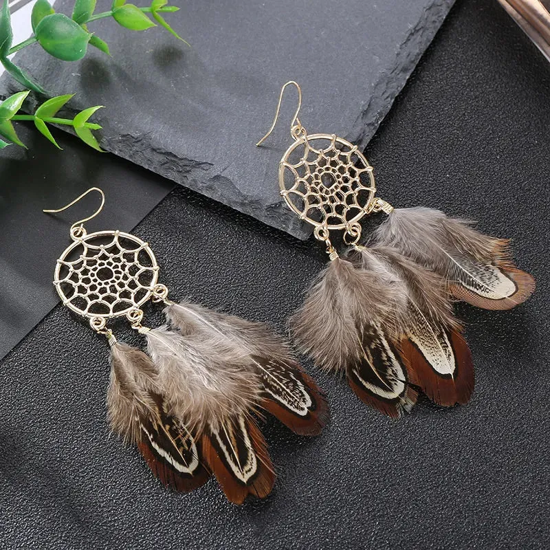 Bohemian Feather Earrings Elegant Women's