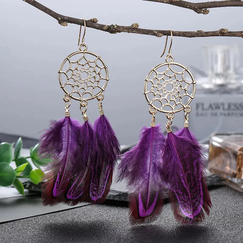 Bohemian Feather Earrings Elegant Women's