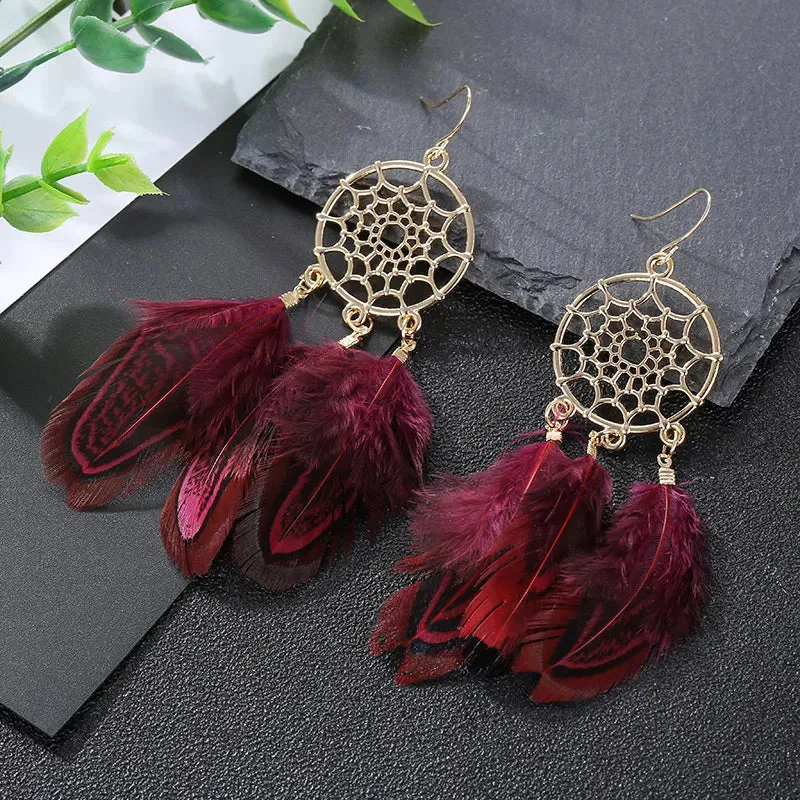 Bohemian Feather Earrings Elegant Women's