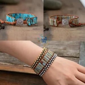 Bohemian Handmade Multi Color Natural Stone Bracelets, Turquoise or Tan Colors