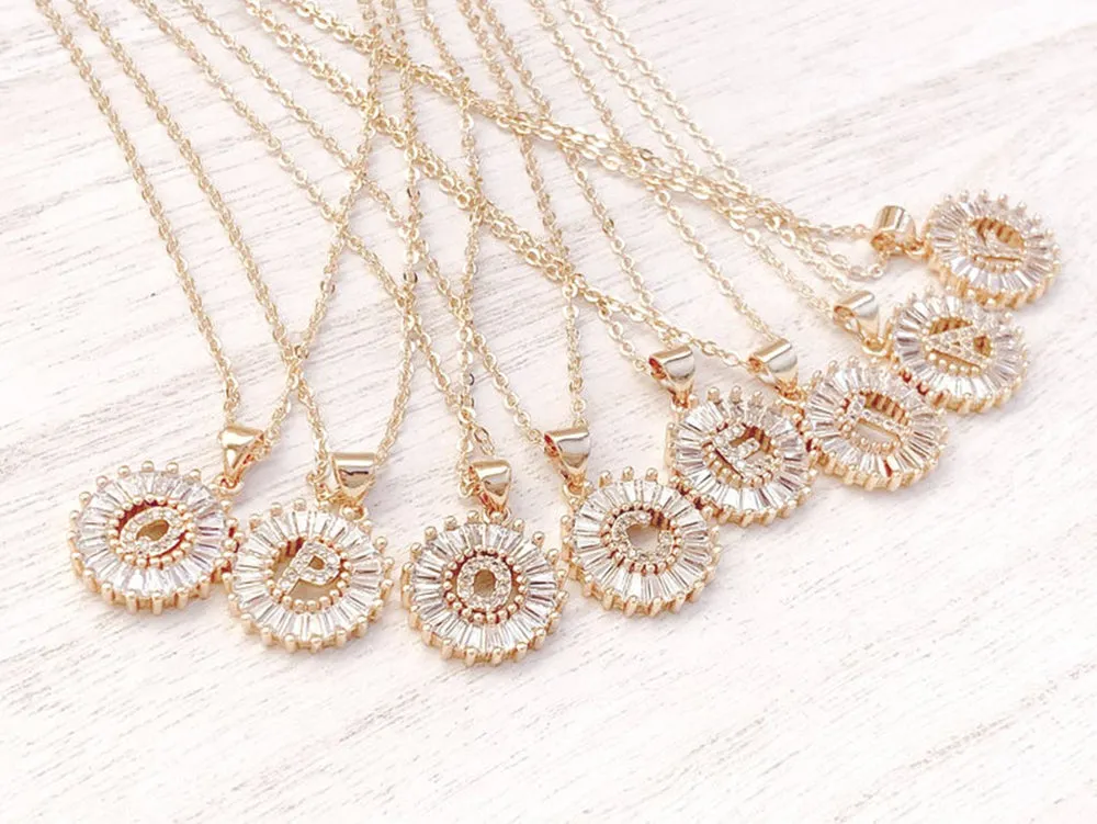 Bridesmaid Gifts Letter Necklace Personalized Initials Necklace Pave Crystal Initial Necklace Custom Letter Necklace Minimalist Necklace