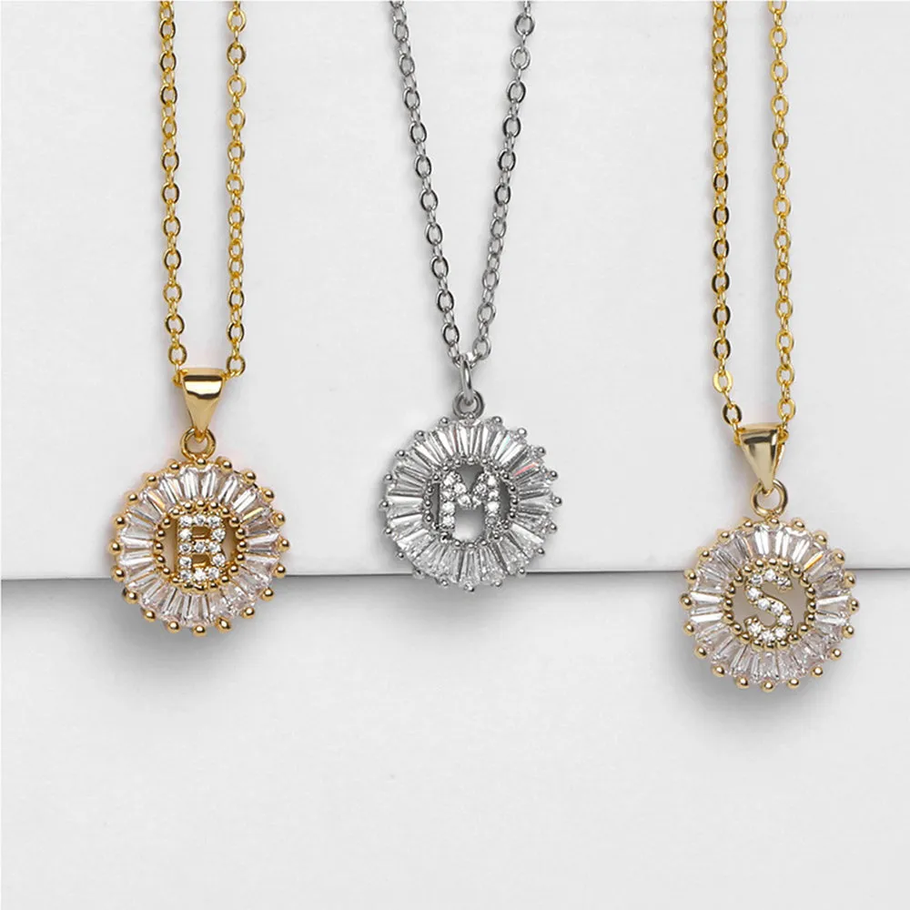 Bridesmaid Gifts Letter Necklace Personalized Initials Necklace Pave Crystal Initial Necklace Custom Letter Necklace Minimalist Necklace