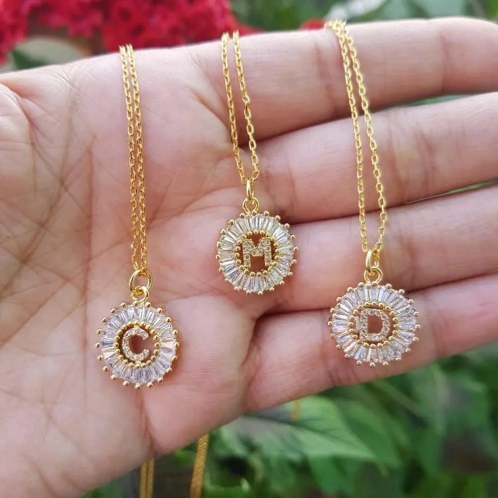 Bridesmaid Gifts Letter Necklace Personalized Initials Necklace Pave Crystal Initial Necklace Custom Letter Necklace Minimalist Necklace