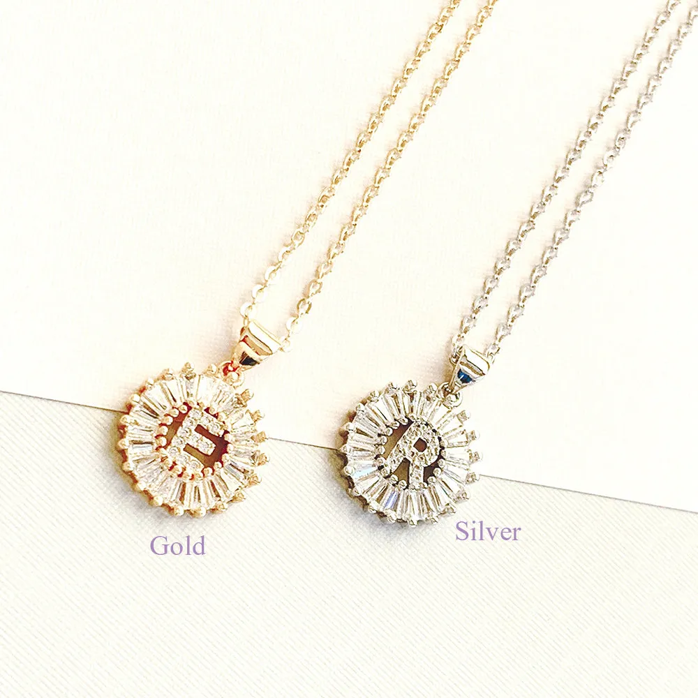Bridesmaid Gifts Letter Necklace Personalized Initials Necklace Pave Crystal Initial Necklace Custom Letter Necklace Minimalist Necklace