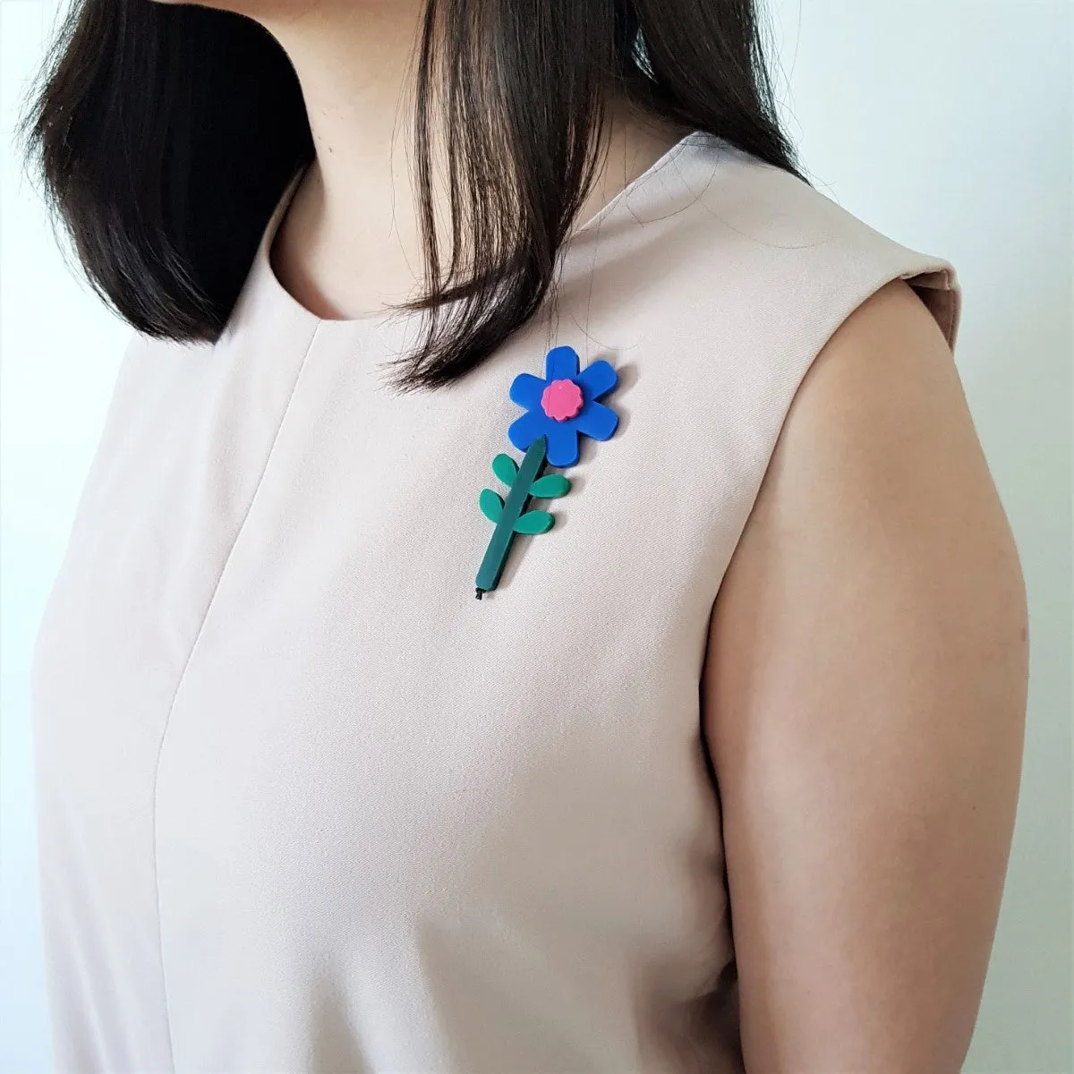 Brunnera Blue Flower Brooch