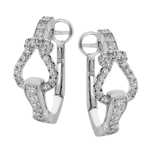 Buckle Hoop Earrings in 18k Gold with Diamonds LE4702 WHITE 18K X WHITE