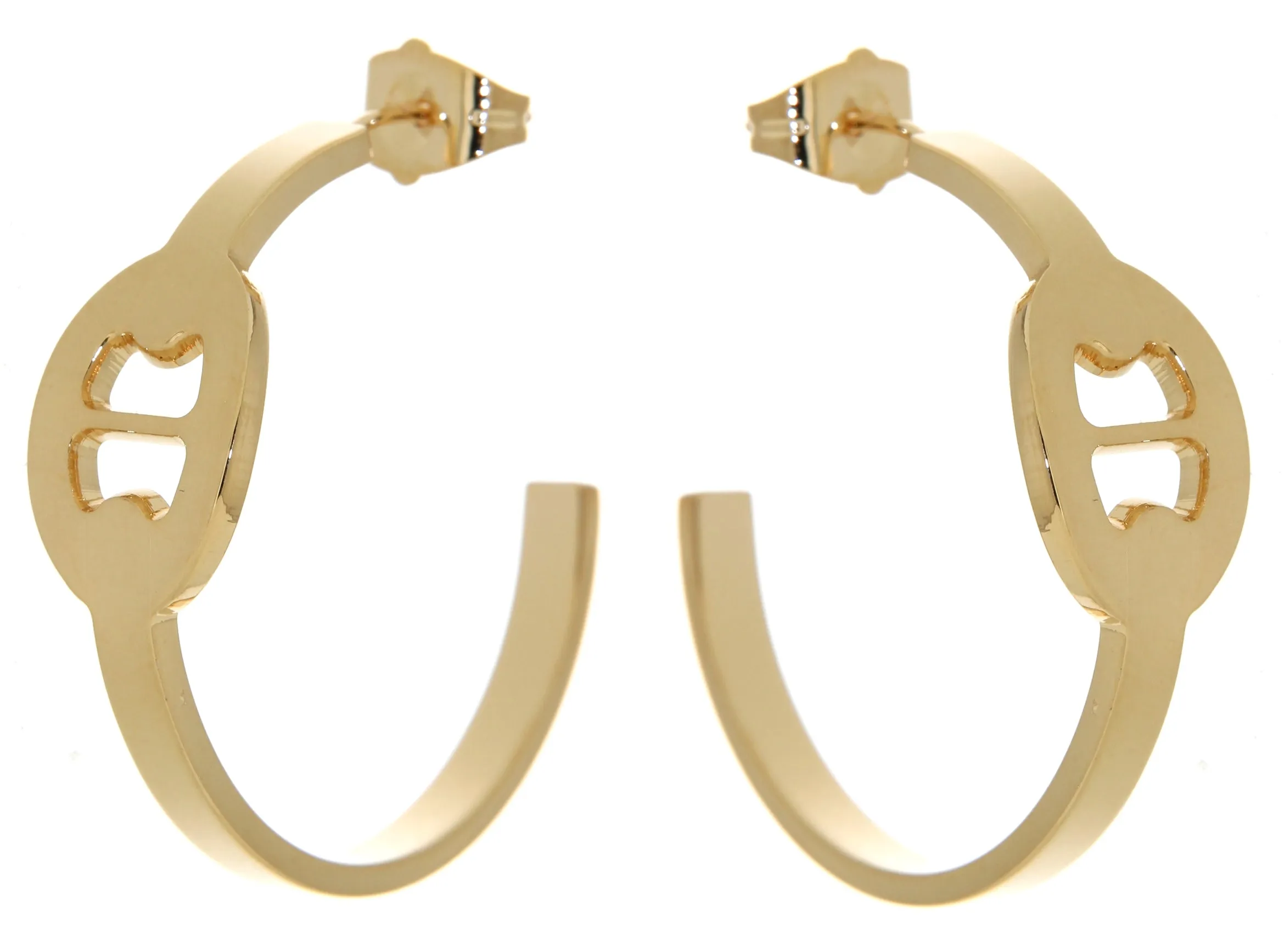 Casted Hoop Stud with Marine Link Front Earrings