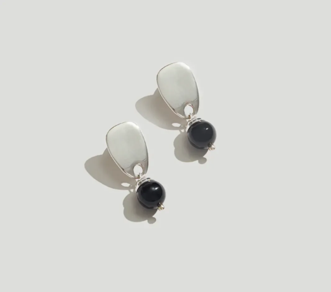 Cecilia Silver Black Onyx Earrings