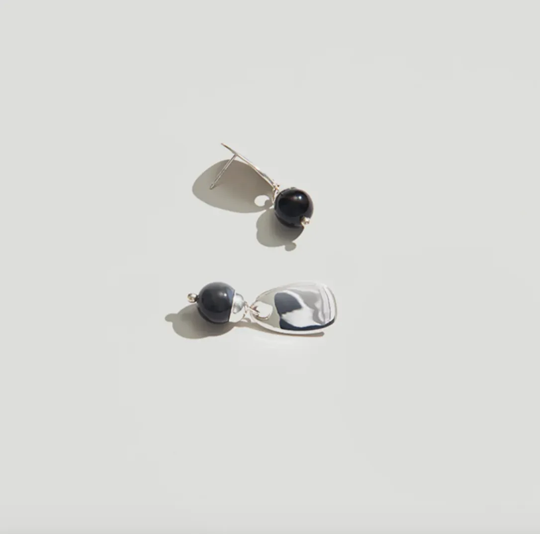 Cecilia Silver Black Onyx Earrings