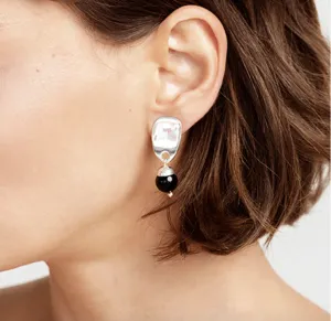 Cecilia Silver Black Onyx Earrings