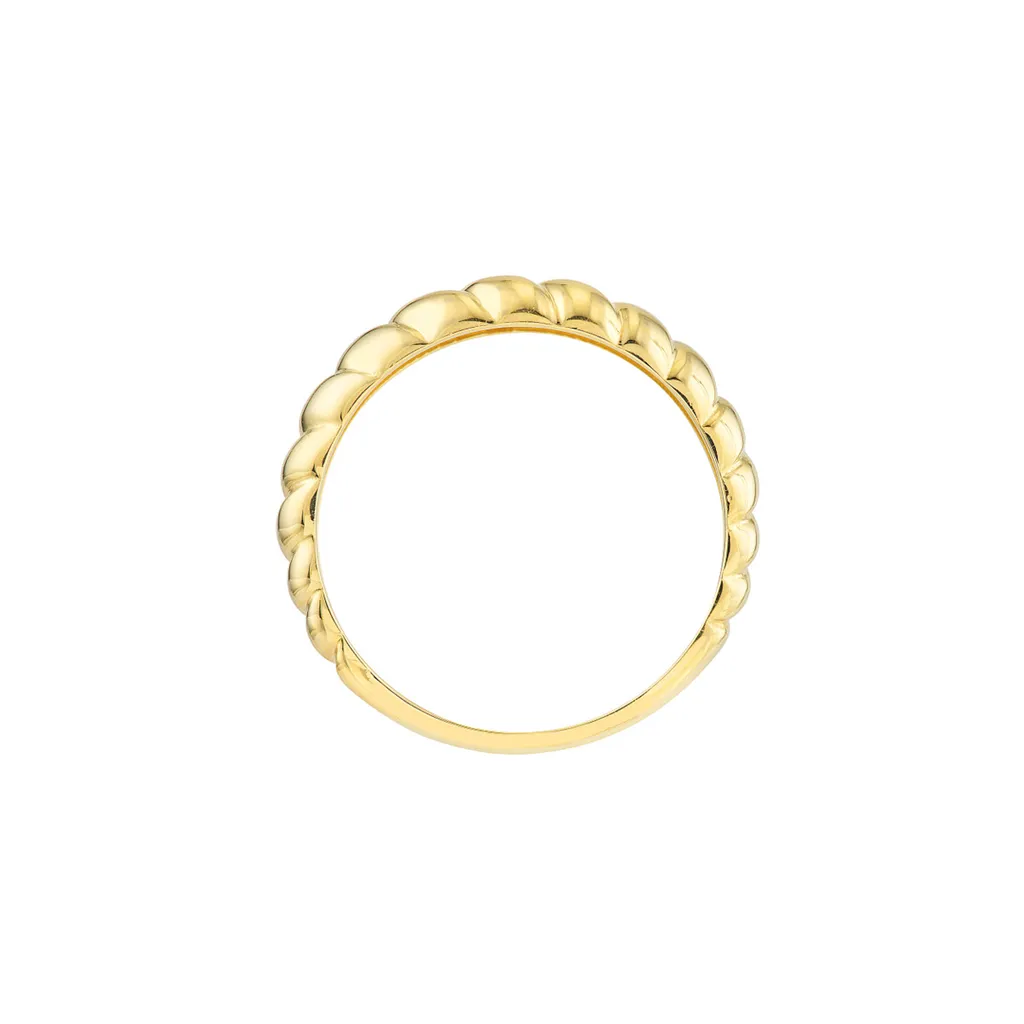 Chunky Gold Ribbed Polished Ring | Genuine 14K Yellow Gold
