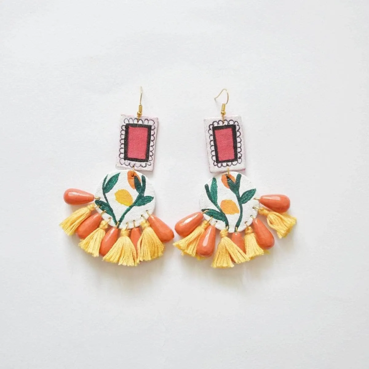 Clementine Field Handpainted Yellow (Earrings)