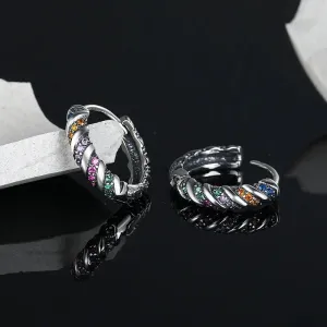 Colorful Striped Earrings Sterling Silver Elegance