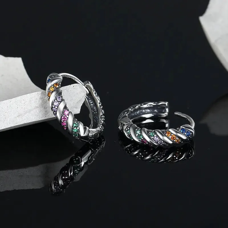 Colorful Striped Earrings Sterling Silver Elegance