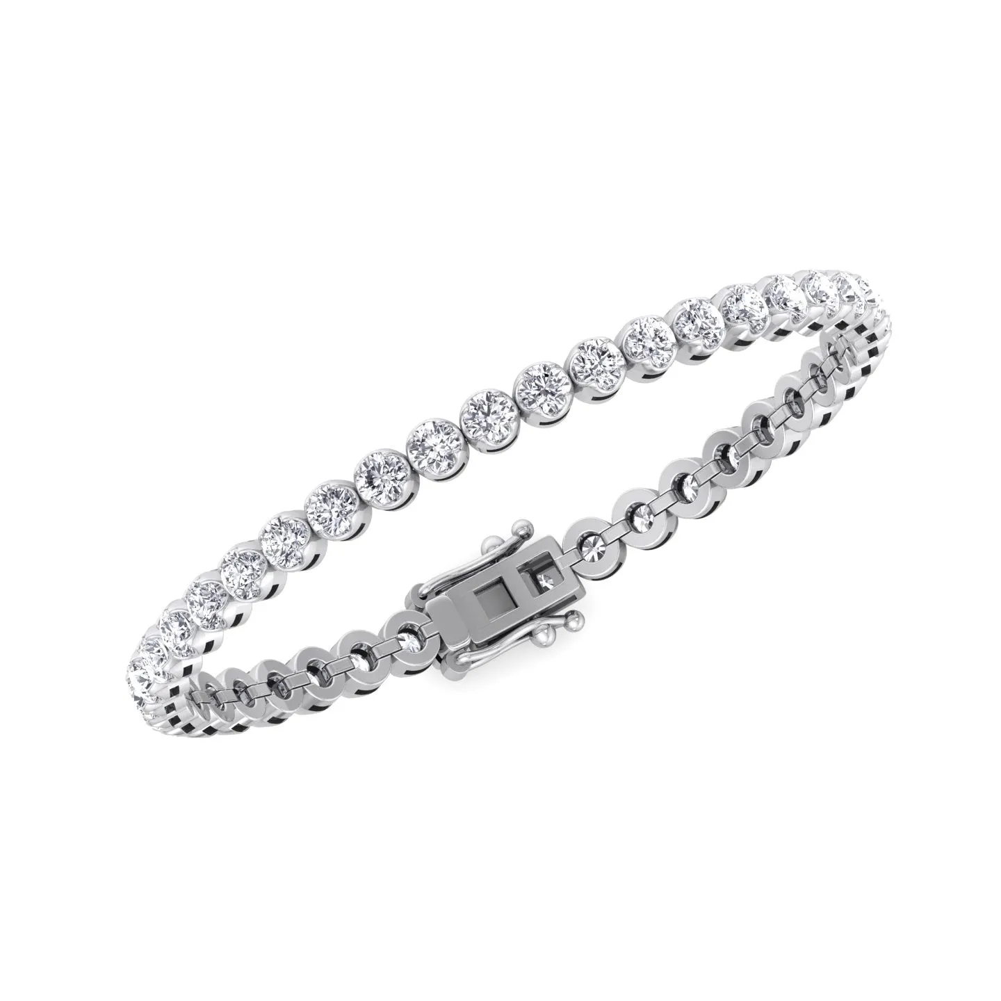 Crown Prong Natural Diamond Tennis Bracelet 14K Solid Gold