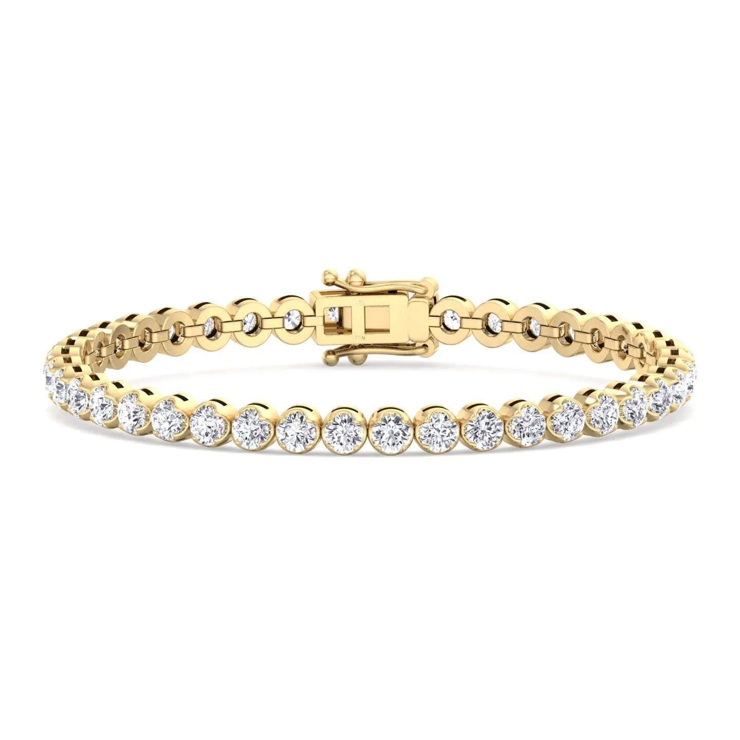 Crown Prong Natural Diamond Tennis Bracelet 14K Solid Gold