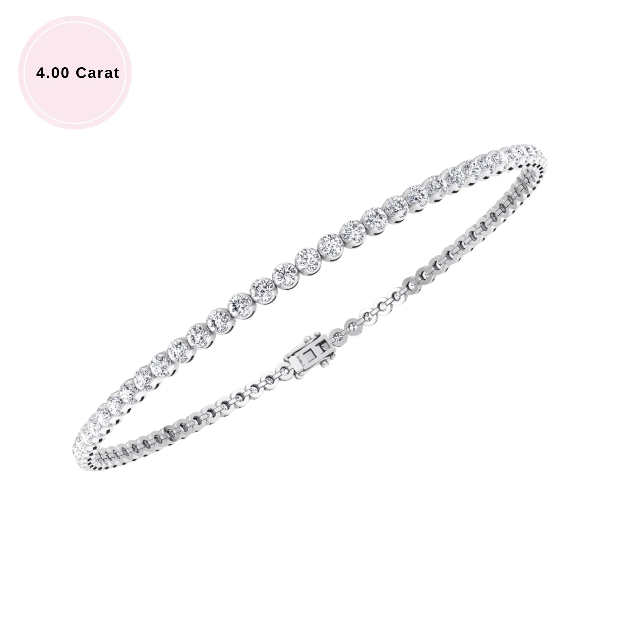 Crown Prong Natural Diamond Tennis Bracelet 14K Solid Gold