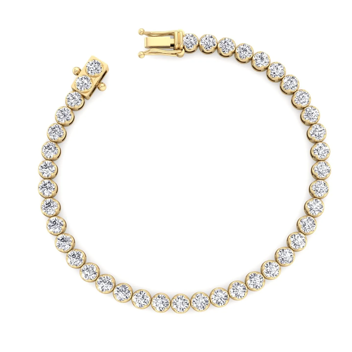 Crown Prong Natural Diamond Tennis Bracelet 14K Solid Gold