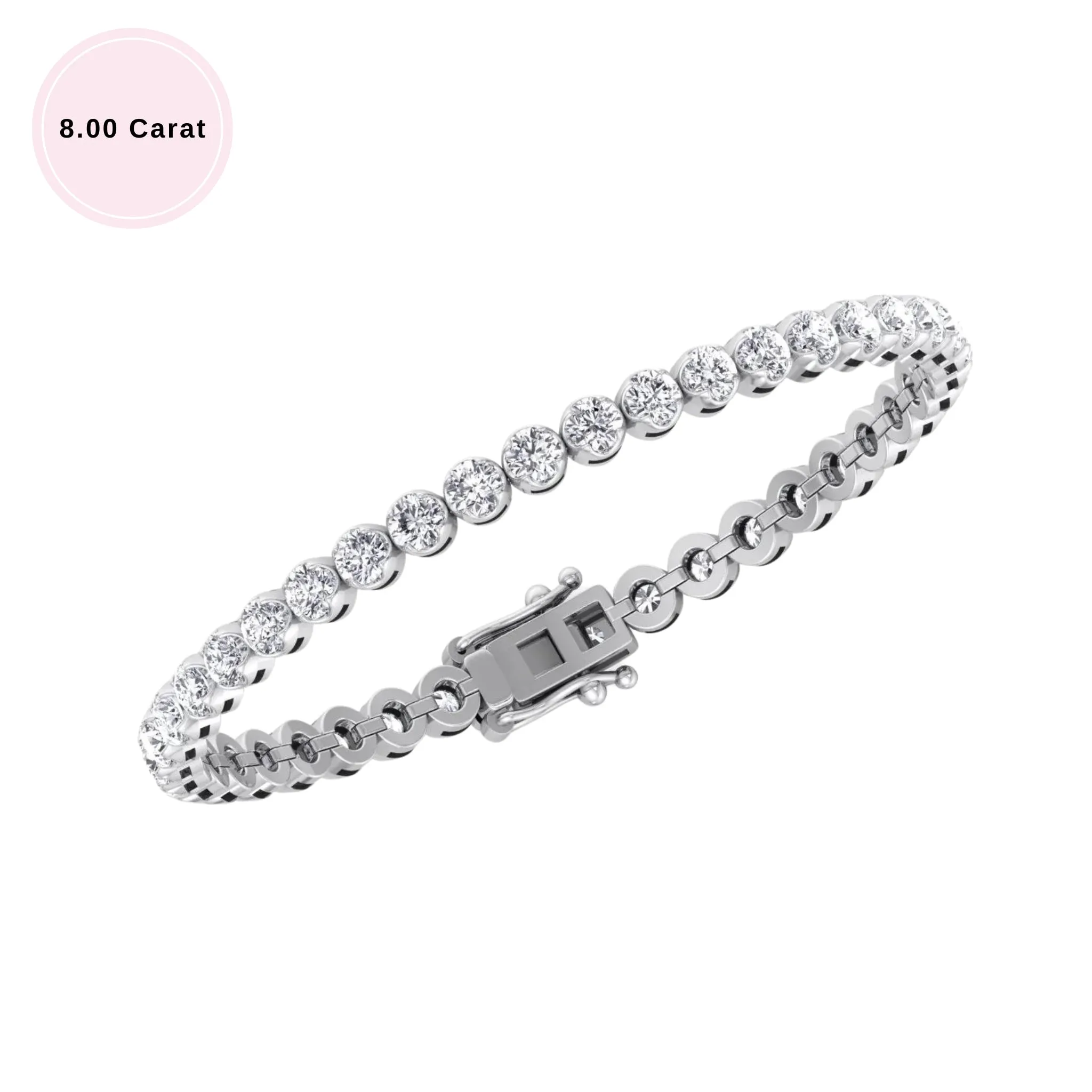 Crown Prong Natural Diamond Tennis Bracelet 14K Solid Gold