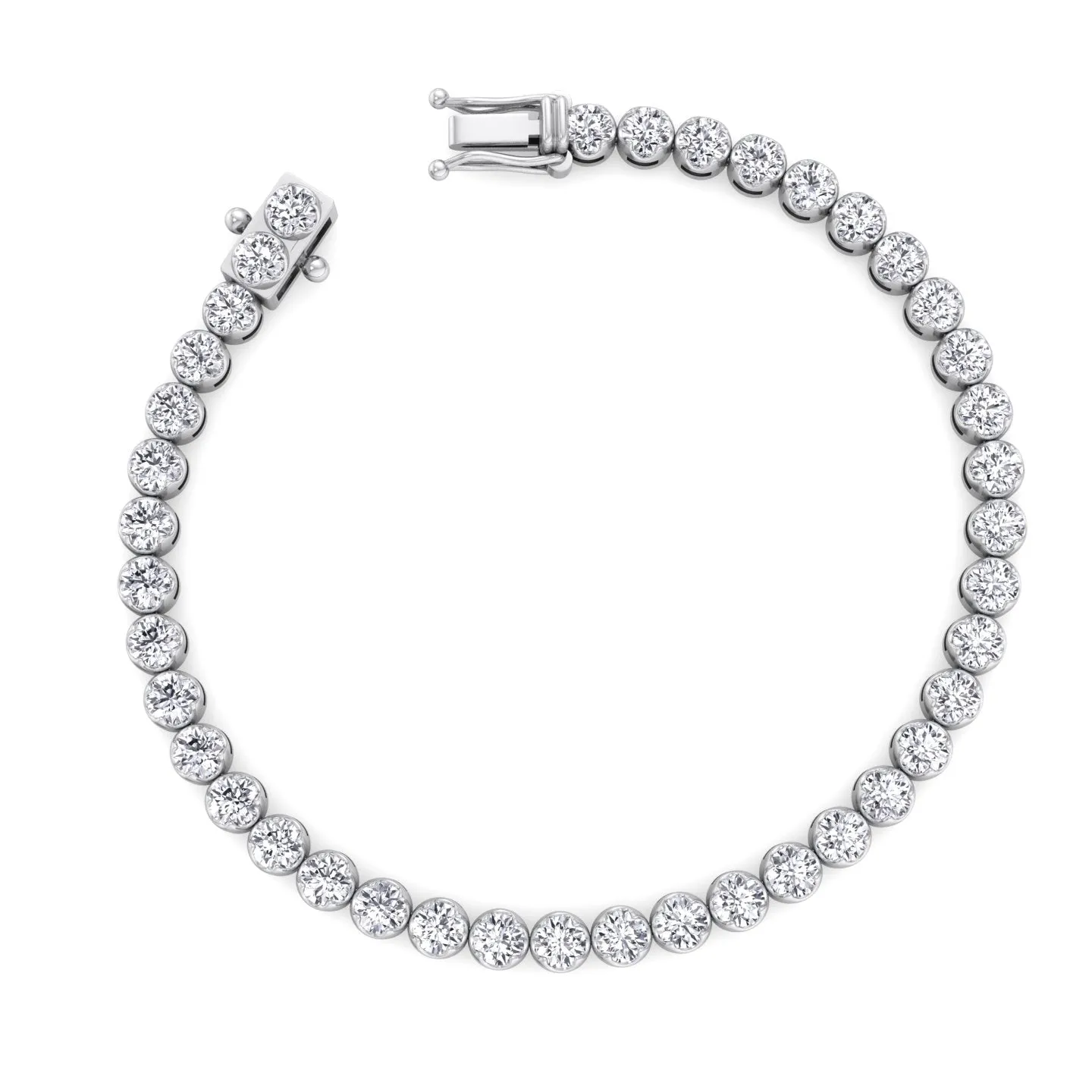 Crown Prong Natural Diamond Tennis Bracelet 14K Solid Gold