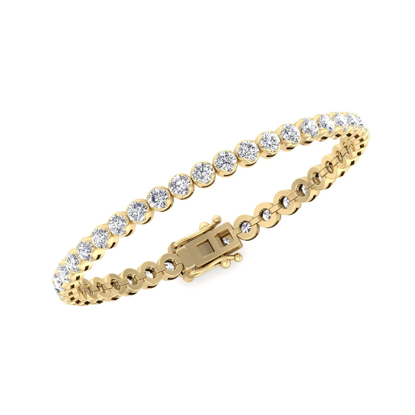 Crown Prong Natural Diamond Tennis Bracelet 14K Solid Gold