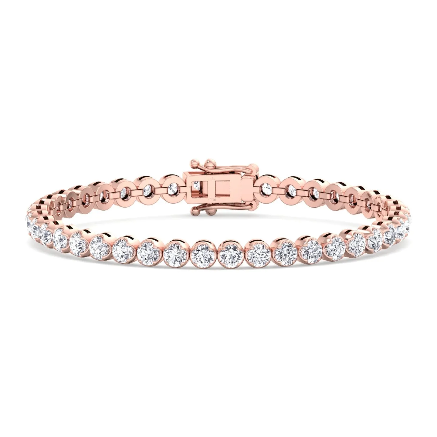 Crown Prong Natural Diamond Tennis Bracelet 14K Solid Gold