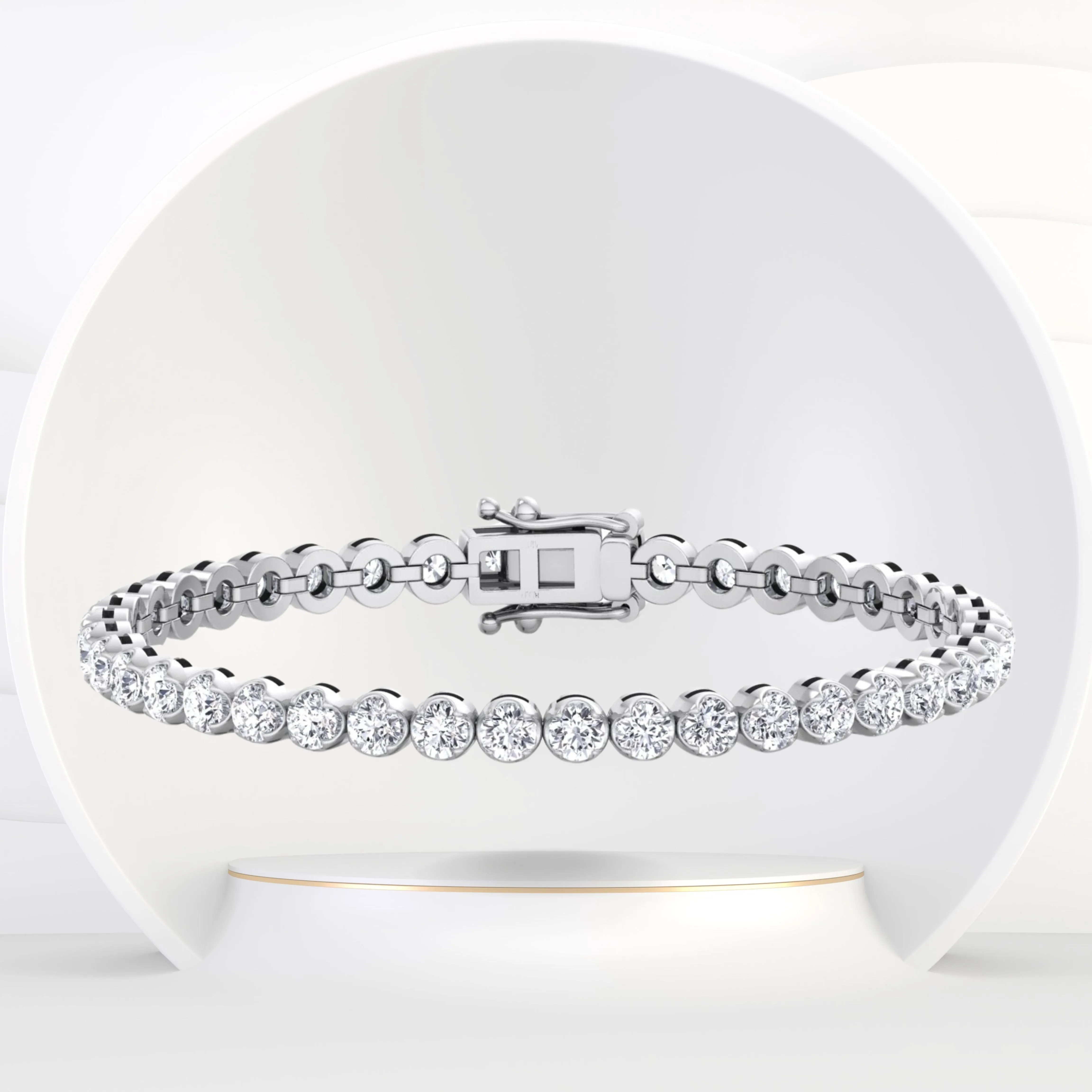 Crown Prong Natural Diamond Tennis Bracelet 14K Solid Gold